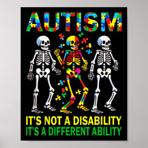 Póster Skeleton de sensibilización sobre autismo bailando