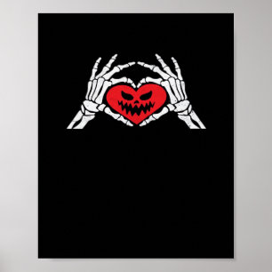 Póster Skeleton deja un corazón asustado Halloween
