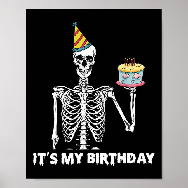Póster Skeleton es mi fiesta de cumpleaños feliz Bi de Ha (Frente)