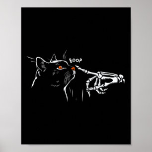 Póster Skeleton Gato Negro Mano Boop Halloween Mascotas M