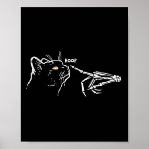 Póster Skeleton Gato Negro Mano Boop Halloween Mascotas M
