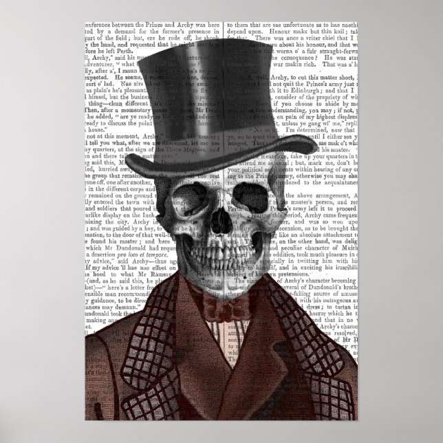 Póster Skeleton Gentleman y sombrero superior (Frente)