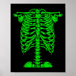 Póster Skeleton Green Rib Cage Bone Costume Halloween Gra