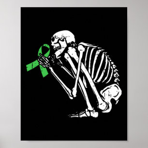 Póster Skeleton Green Ribbon Mental Health Awareness Warn