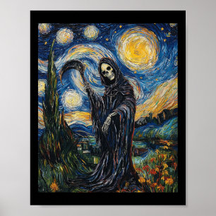 Póster Skeleton Grim Reaper - Estilo Van Gogh - Nig Starr