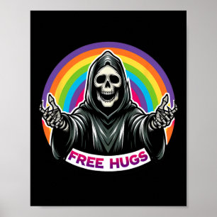 Póster Skeleton Grim Reaper Halloween Gracioso Arcoiris L