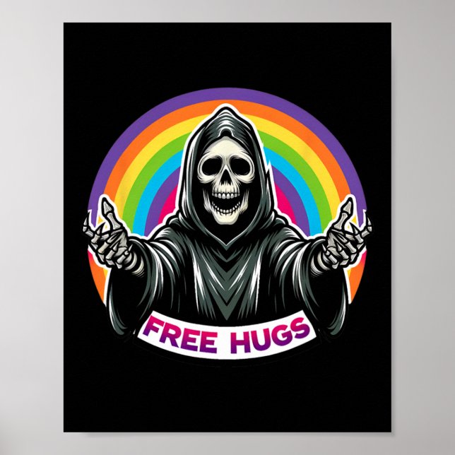 Póster Skeleton Grim Reaper Halloween Gracioso Arcoiris L (Frente)