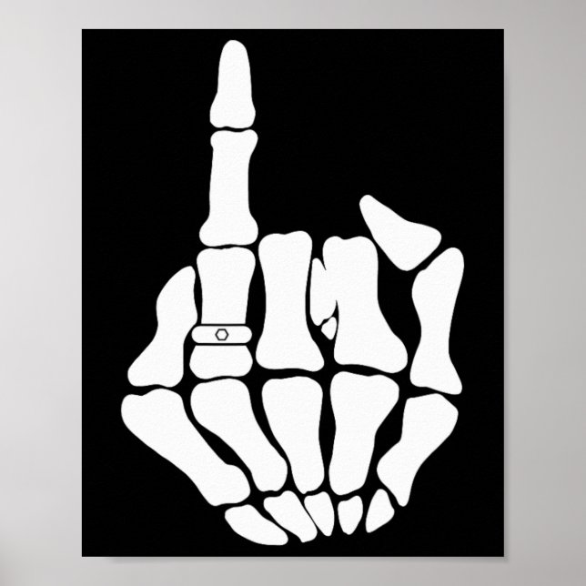 Póster Skeleton Groom Boda se acaba de casar espumoso gót (Frente)