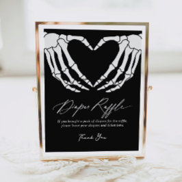 Póster Skeleton Halloween Baby Shower Diaper Raffle Rótul