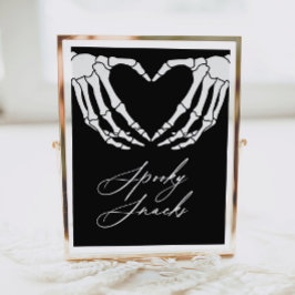 Póster Skeleton Halloween Baby Shower Spooky Snacks Rótul