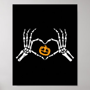 Póster Skeleton Halloween Costume Bones Pumpki