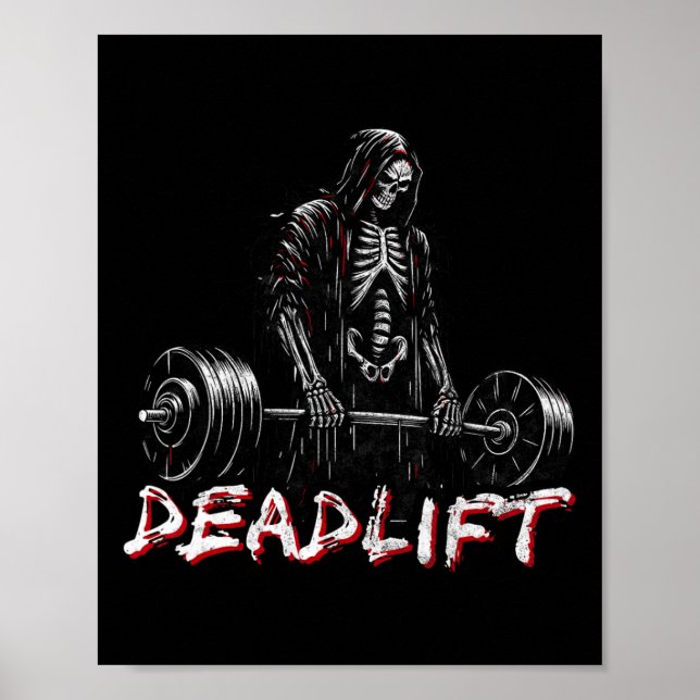 Póster Skeleton Halloween Gym Chistes Halterofilia (Frente)
