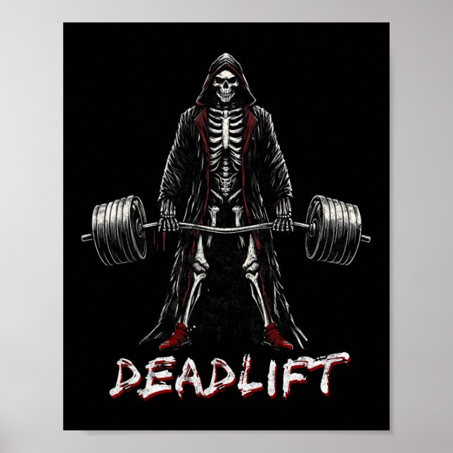 Póster Skeleton Halloween Gym Chistes Halterofilia (Frente)