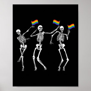 Póster Skeleton Halloween Lgbt Flag Skeleton Gay Pride Mo