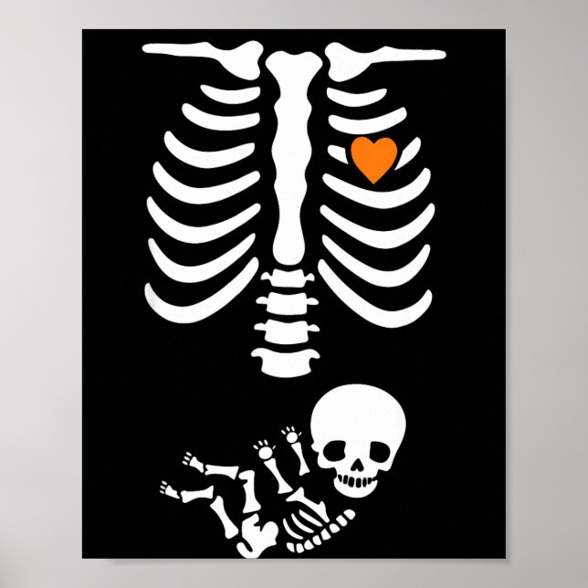 Póster Skeleton Halloween Maternity Funny Pregnancy 2025  (Frente)