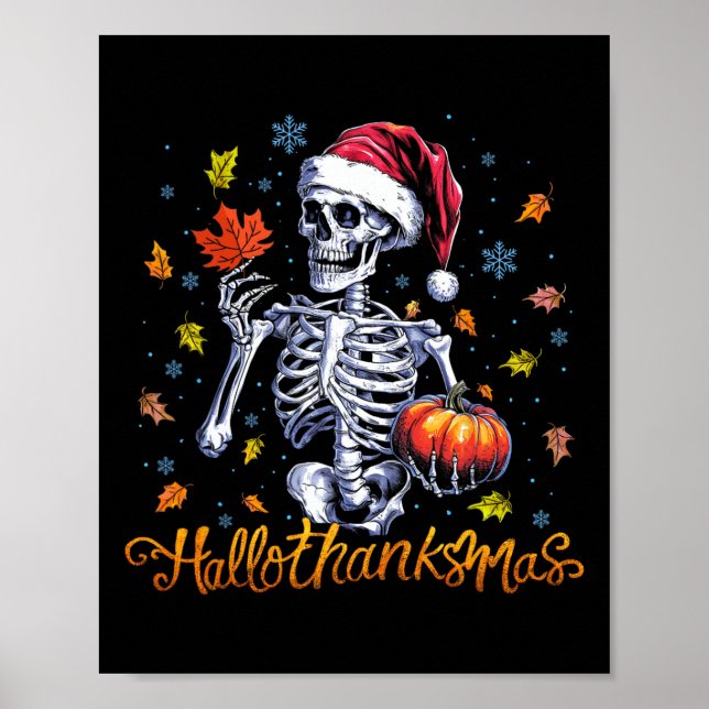 Póster Skeleton Halloween Mery Navidades Felices Hallogra (Frente)