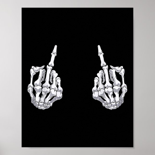 Póster Skeleton Hand Halloween Huesos del Dedo Medio (Frente)