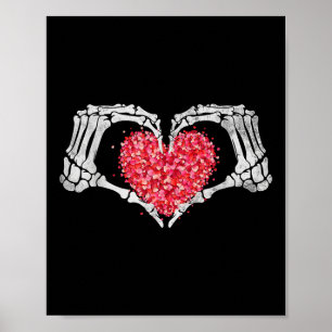 Póster Skeleton Hand Heart Día de San Valentín Funny Bone