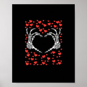 Póster Skeleton Hand Heart Día de San Valentín Funny Clas