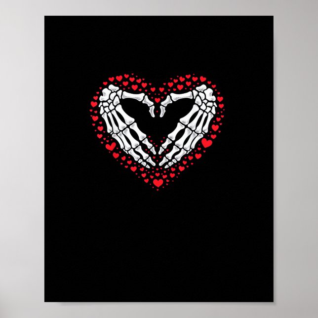 Póster Skeleton Hand Heart Día de San Valentín Funny Coup (Frente)