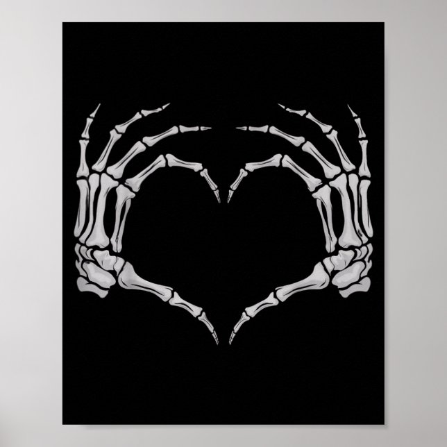 Póster Skeleton Hand Heart Halloween Valentines Matching  (Frente)