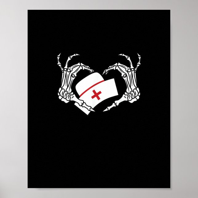 Póster Skeleton Hand Heart Lazy Diy Halloween Costume Nur (Frente)