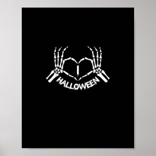 Póster Skeleton Hand Heart Lazy Halloween Disstume Funny