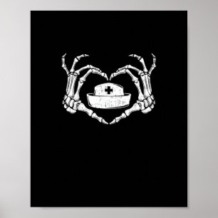 Póster Skeleton Hand Heart Lazy Halloween Disstume Funny 
