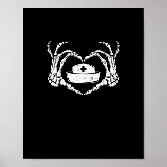Póster Skeleton Hand Heart Lazy Halloween Disstume Funny  (Frente)
