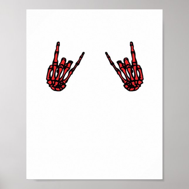 Póster Skeleton Hand Heart Roll & Red Classic (Frente)