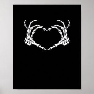 Póster Skeleton Hand Heart Rótulo disstume divertida Hall