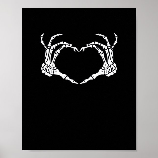 Póster Skeleton Hand Heart Rótulo disstume divertida Hall (Frente)