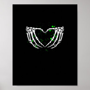 Póster Skeleton Hand Heart Rótulo disstume Halloween