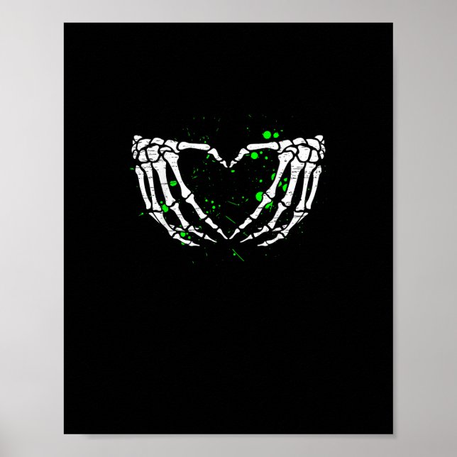 Póster Skeleton Hand Heart Rótulo disstume Halloween (Frente)
