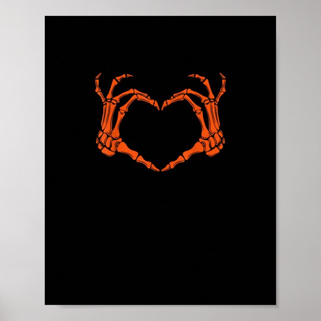 Póster Skeleton Hand Heart Rótulo Disstume Halloween Dise (Frente)