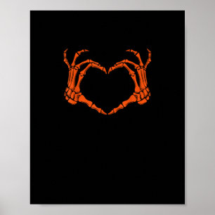 Póster Skeleton Hand Heart Rótulo Disstume Halloween Dise