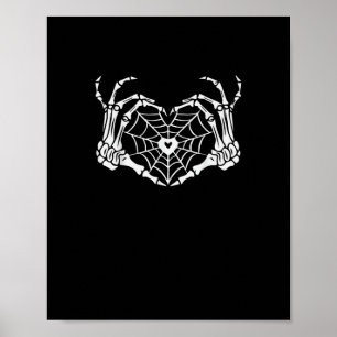 Póster Skeleton Hand Heart Spiderweb Halloween Cobweb Par