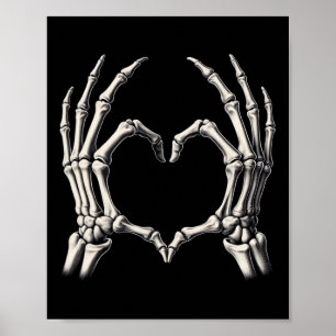 Póster Skeleton Hand Heart Xray Retro Funny Halloween Cos