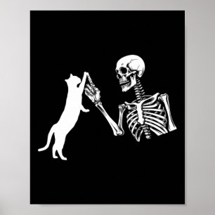 Póster Skeleton Hand Jugando Fun Cat Disstume Halloween S