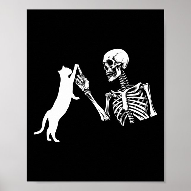 Póster Skeleton Hand Jugando Fun Cat Disstume Halloween S (Frente)