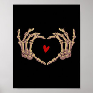 Póster Skeleton Hand Love Heart Halloween Day Spooky Seas