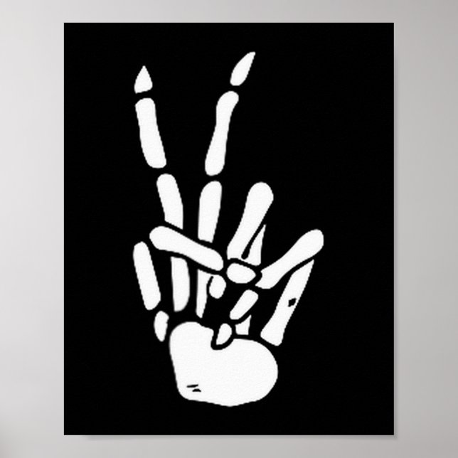 Póster Skeleton Hand Peace Sign Bone  (Frente)
