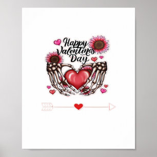 Póster Skeleton Hands Día de San Valentín Classic