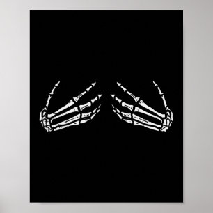 Póster Skeleton Hands Gracioso retro disfraz de Halloween