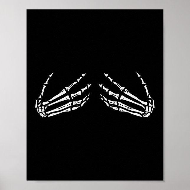 Póster Skeleton Hands Gracioso retro disfraz de Halloween (Frente)