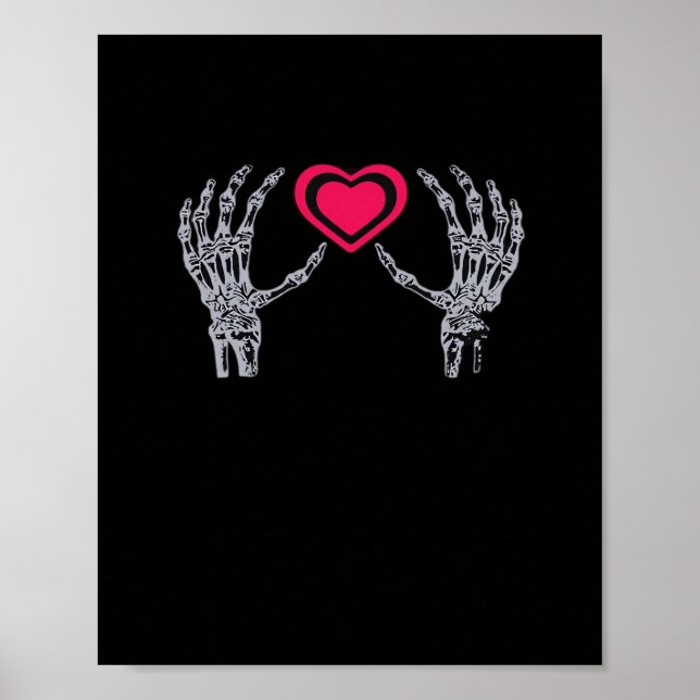 Póster Skeleton Hands Heart Cute (Frente)