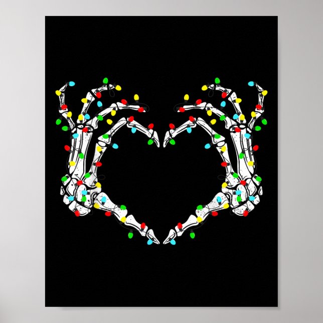 Póster Skeleton Hands Heart Sign Light Christmas Costume  (Frente)