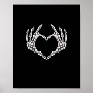 Póster Skeleton Heart And Hands Gothic Halloween
