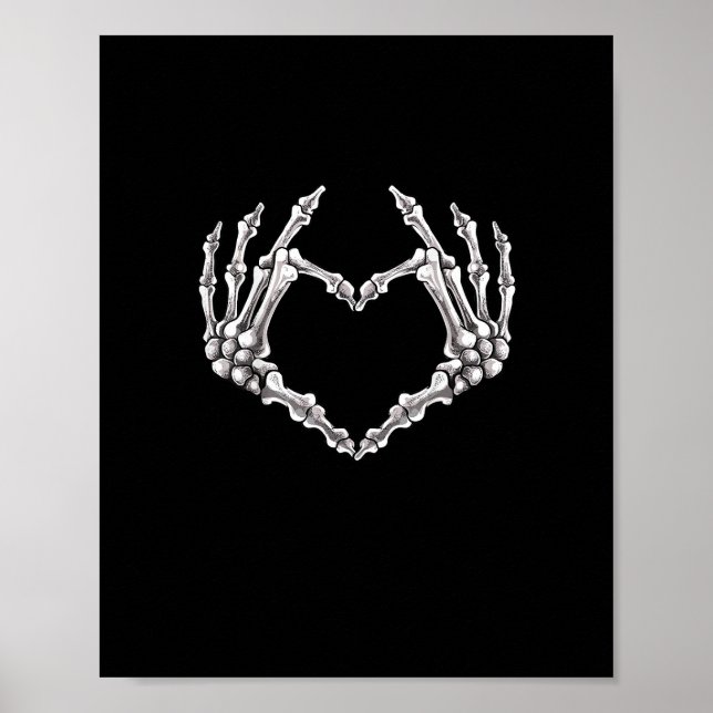 Póster Skeleton Heart And Hands Gothic Halloween (Frente)