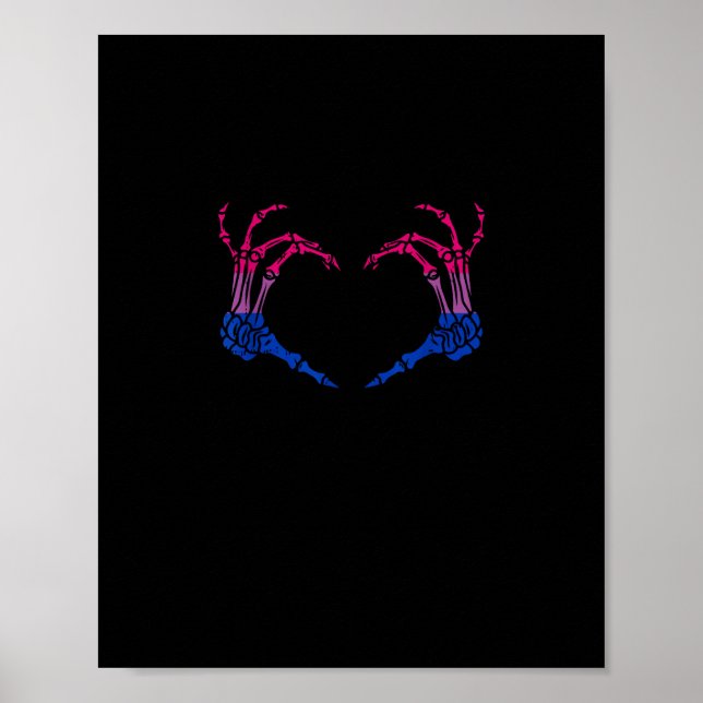 Póster Skeleton Heart Bisexual Lgbt-Q Pride Mano de Cráne (Frente)
